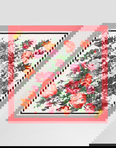 Tørklæde Dolce & Gabbana Dolce & Gabbana Silk Twill Floral Print Square Scarf Lyserød | FN090RGDC7AHA5QX, 2