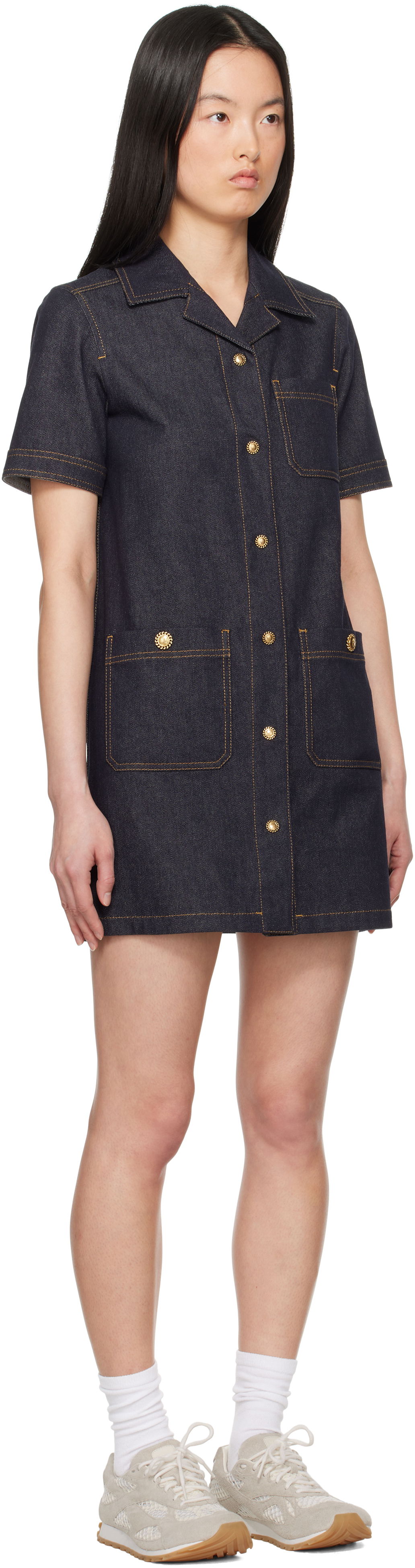 Kjole Moncler Moncler Denim Shirt Dress Blå | K10932G00007597BH, 1