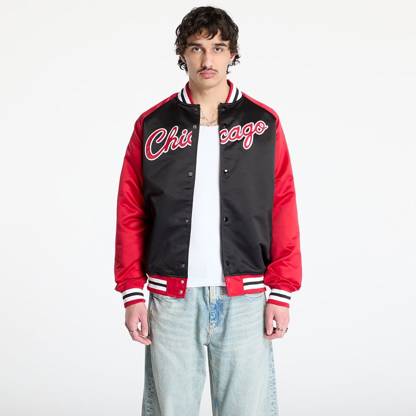 Bomberjakke Mitchell & Ness Mitchell & Ness NBA Bulls Double Clutch Satin Vintage Logo Jacket Sort | JK9196-CBUBKSC
