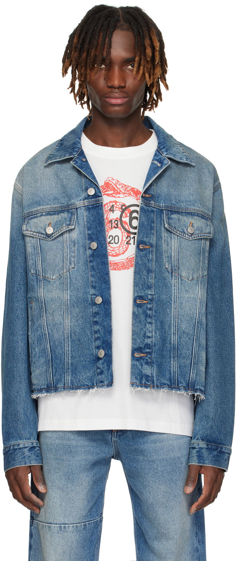Jakke Maison Margiela MM6 Maison Margiela Sports Denim Jacket Blå | SH0AM0026 M30018