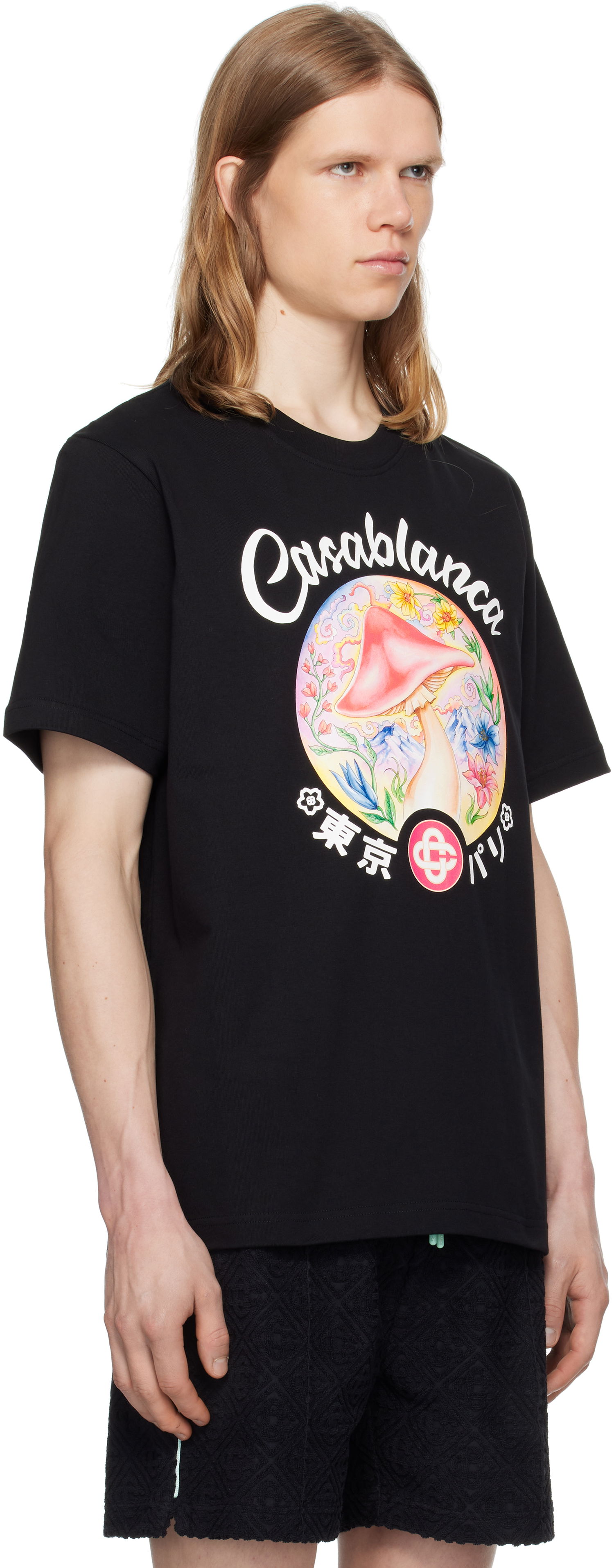 T-shirt Casablanca Casablanca Mushroom Emblem T-Shirt Sort | MPF25-JTS-001-05, 1