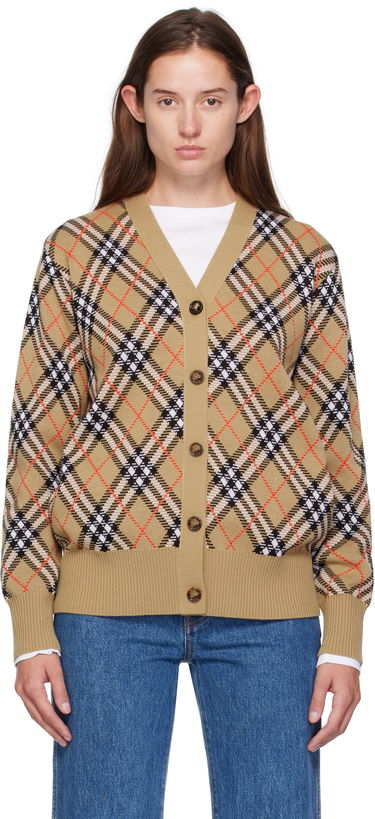 Sweater Burberry Burberry Check Cardigan Beige | 8110579, 0