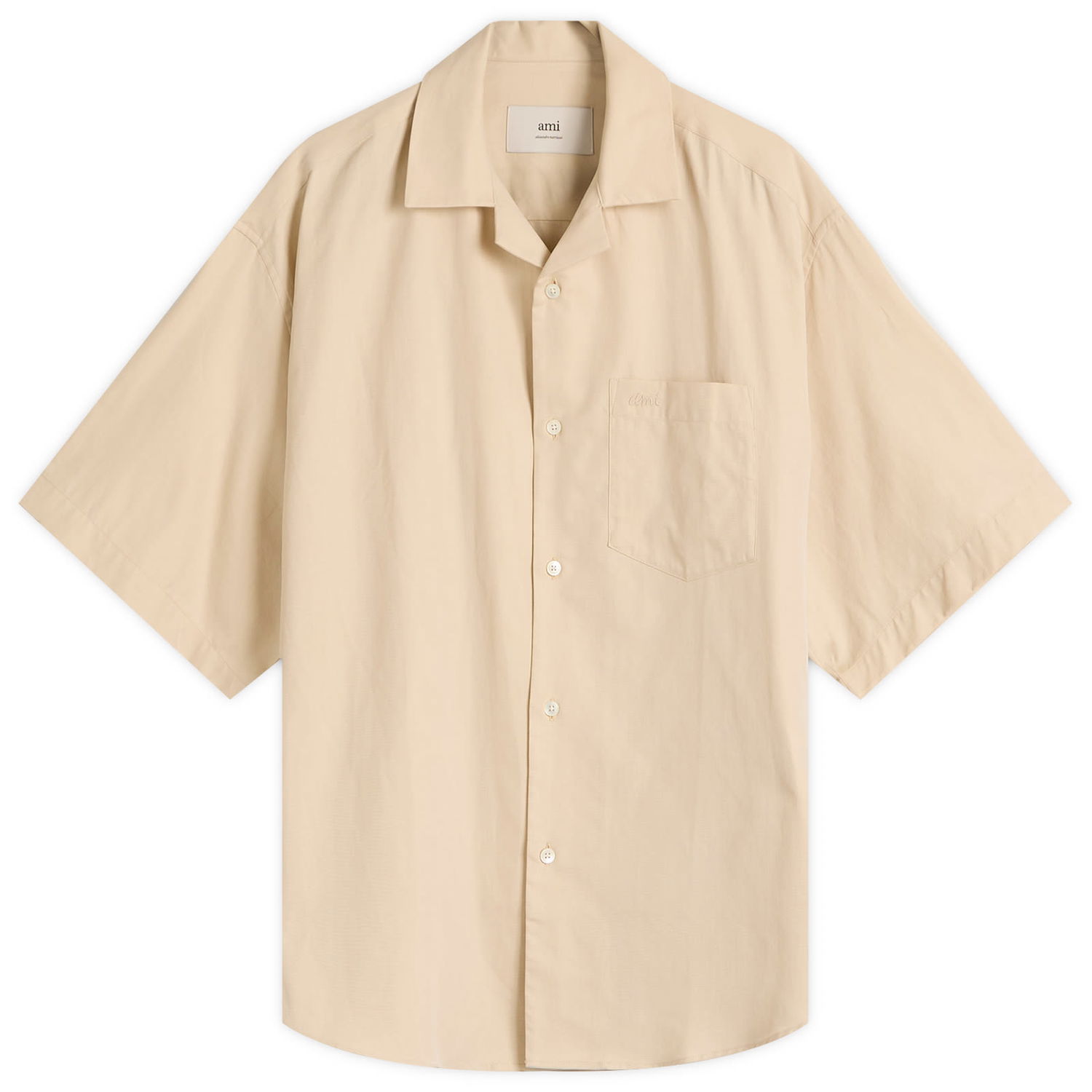 Skjorte AMI AMI Paris Men's Short Sleeve Boxy Shirt Beige | HSH236-CO0099-725, 0