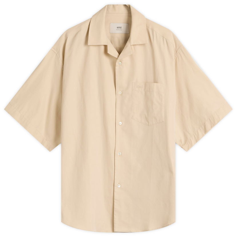 Skjorte AMI AMI Paris Men's Short Sleeve Boxy Shirt Beige | HSH236-CO0099-725