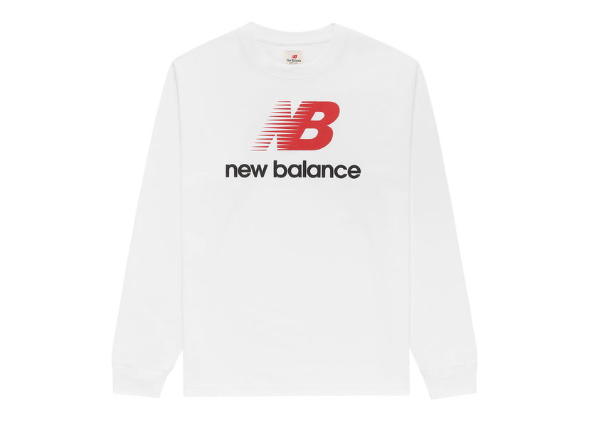 T-shirt New Balance Made In USA Heritage Long Sleeve T-shirt White/Red/Black Hvid | MT23549WT