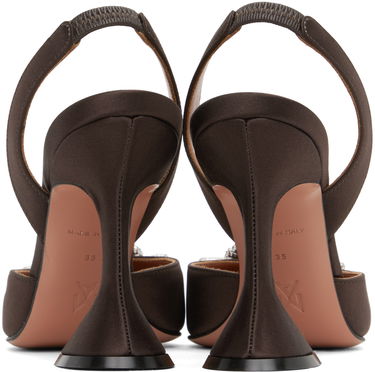 Sneakers og sko Amina Muaddi Sling Back Heels With Crystal Buckle Hvid | BEGUM SLING CL SATIN, 4