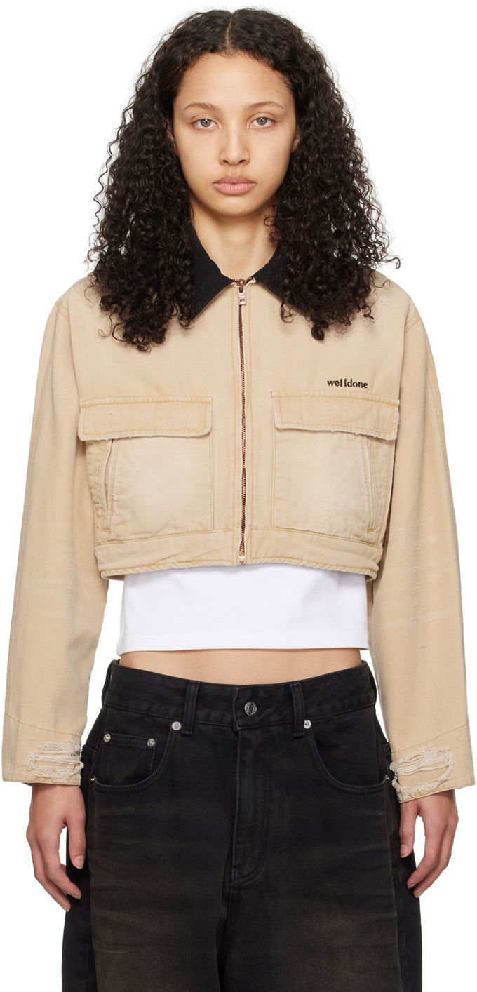 Jakke We11done We11done Distressed Cropped Jacket Beige | WD-DJ0-24-309-W-BG