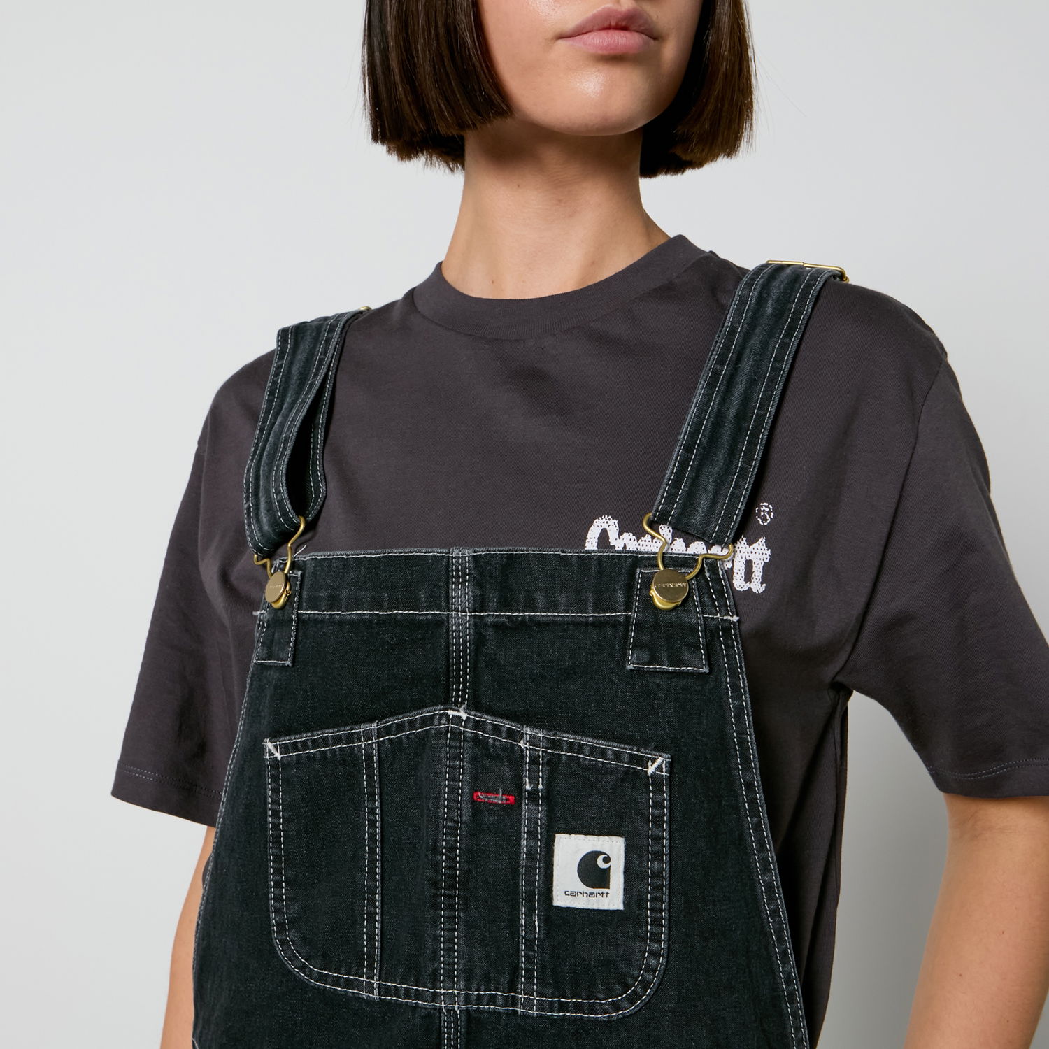 Bukser Carhartt WIP Bib Denim Straight-Leg Dungarees Sort | I033018, 0