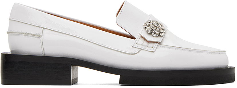 Sneakers og sko GANNI Jeweled Patent Leather Platform Loafers Hvid | S2014