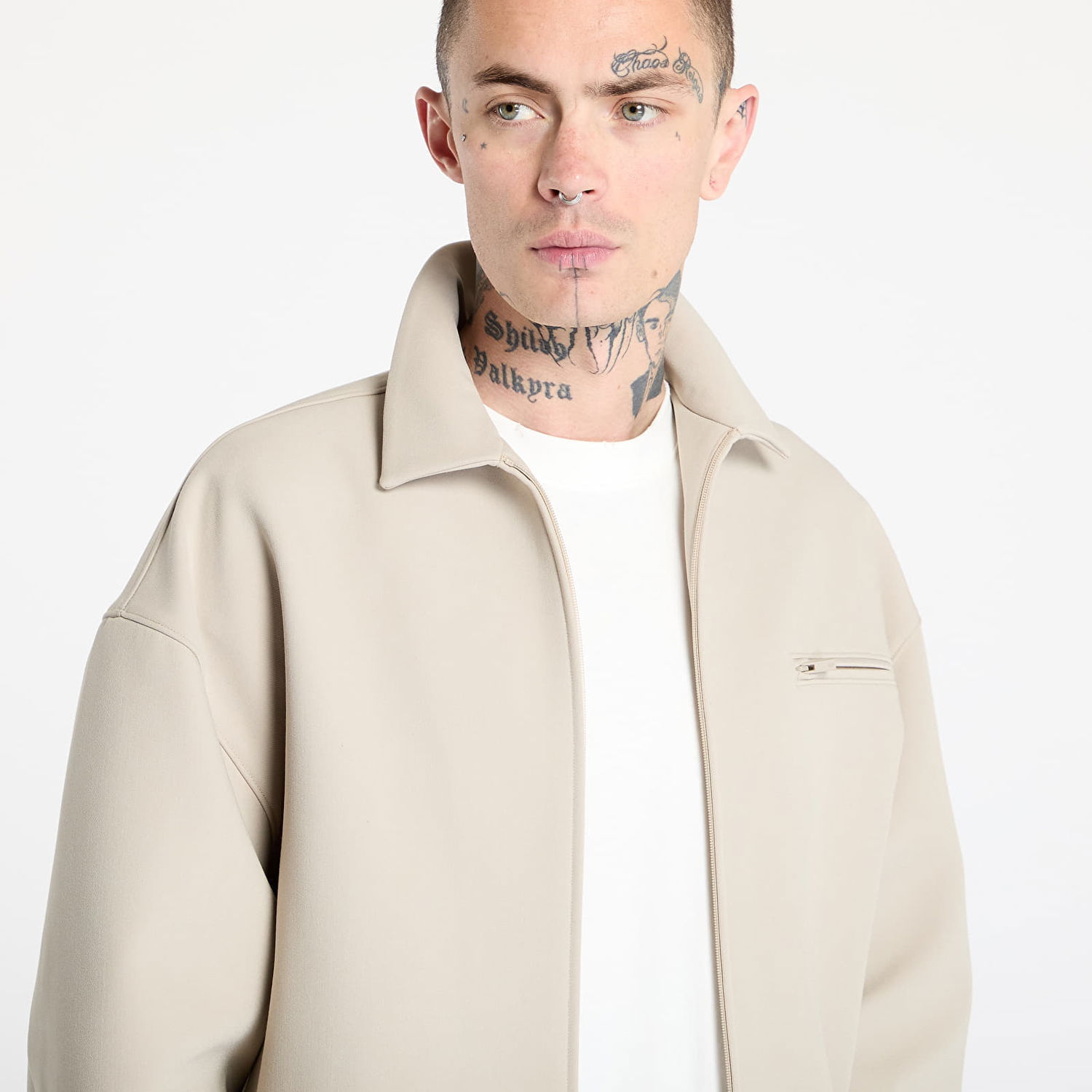 Jakke Fear of God Fear of God Essentials Bonded Canvas Zip-Up Jacket Beige | 202SP258061F-198, 1