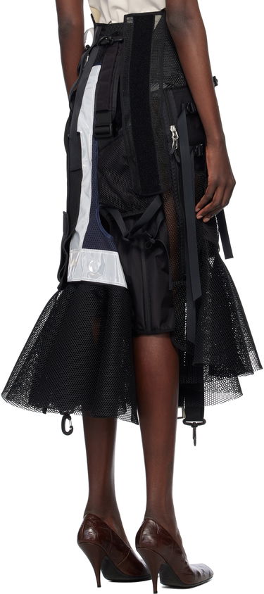 Nederdel Junya Watanabe Junya Watanabe Multi Fabrics Mix Midi Skirt Sort | JO-S016-051-1, 2