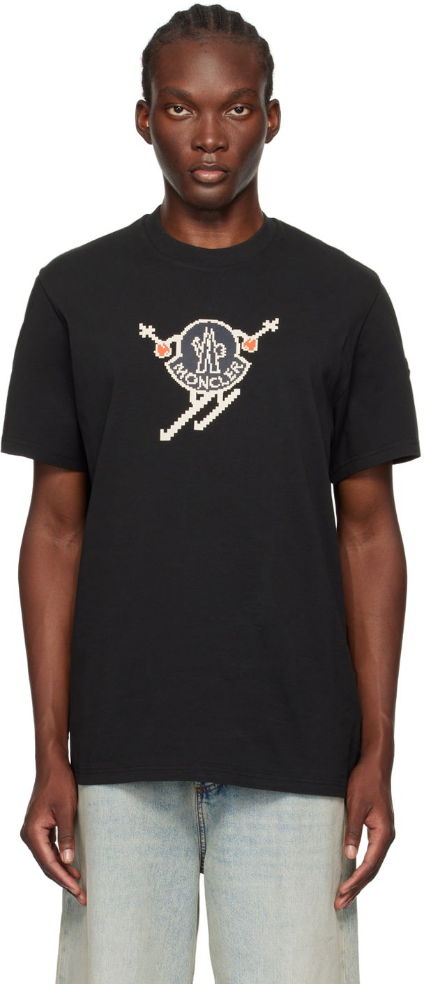 T-shirt Moncler Black Ski Logo T-shirt Sort | J20918C0001083927