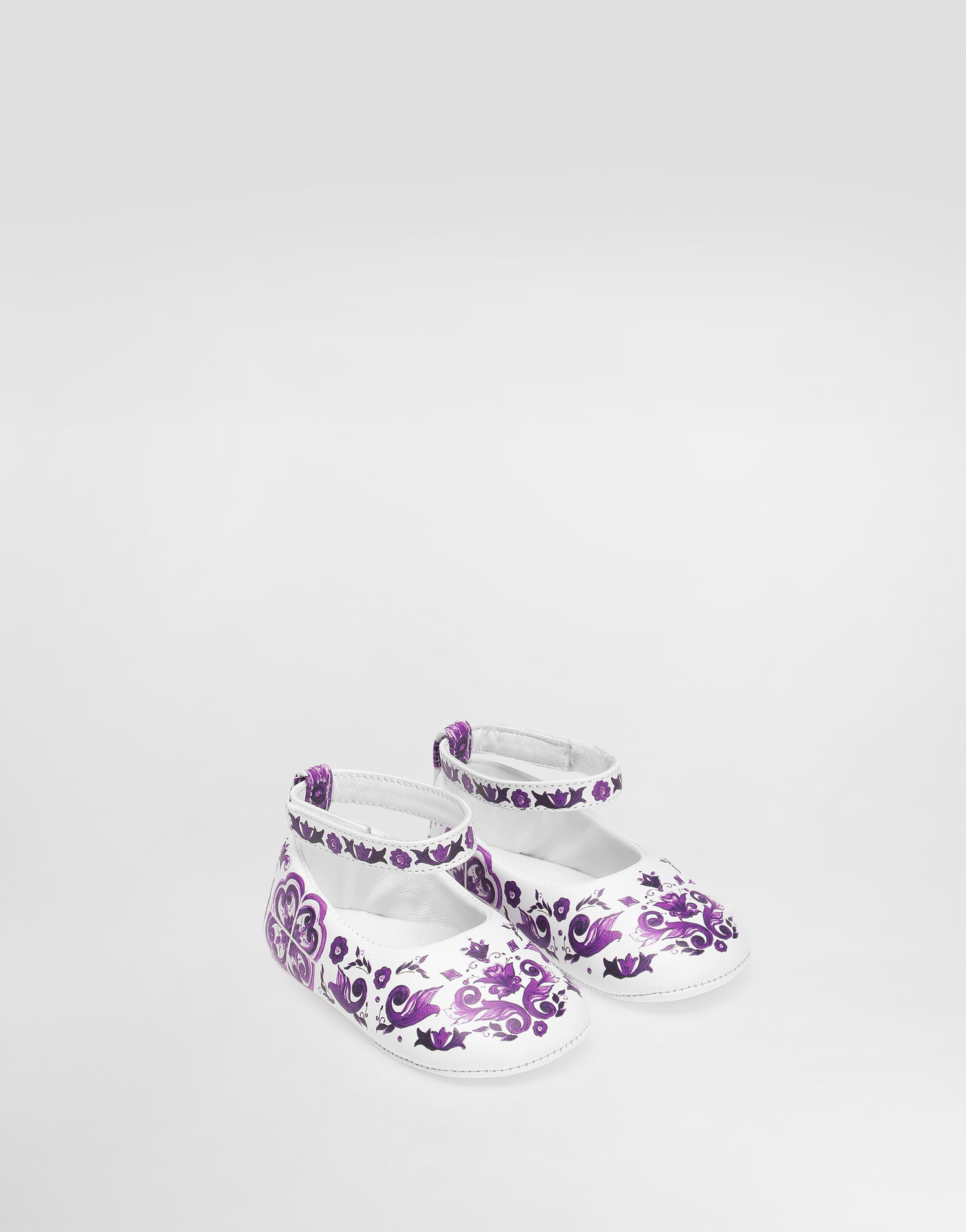 Sneakers og sko Dolce & Gabbana Dolce & Gabbana Majolica-print Nappa Leather Ballet Flats Hvid | DK0065AC513I03TN, 1