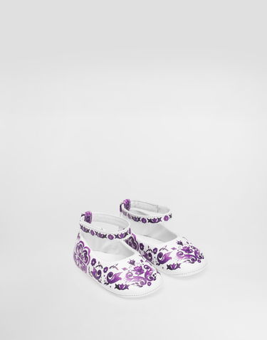 Sneakers og sko Dolce & Gabbana Dolce & Gabbana Majolica-print Nappa Leather Ballet Flats Hvid | DK0065AC513I03TN, 1
