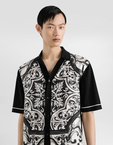 Skjorte Dolce & Gabbana Dolce & Gabbana Majolica-Print Oversized Shirt Sort | GXVC0TJFMZGHY5DQ, 3