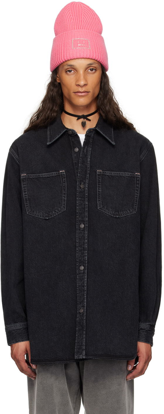 Skjorte Acne Studios Button-Up Denim Shirt Sort | CB0082-