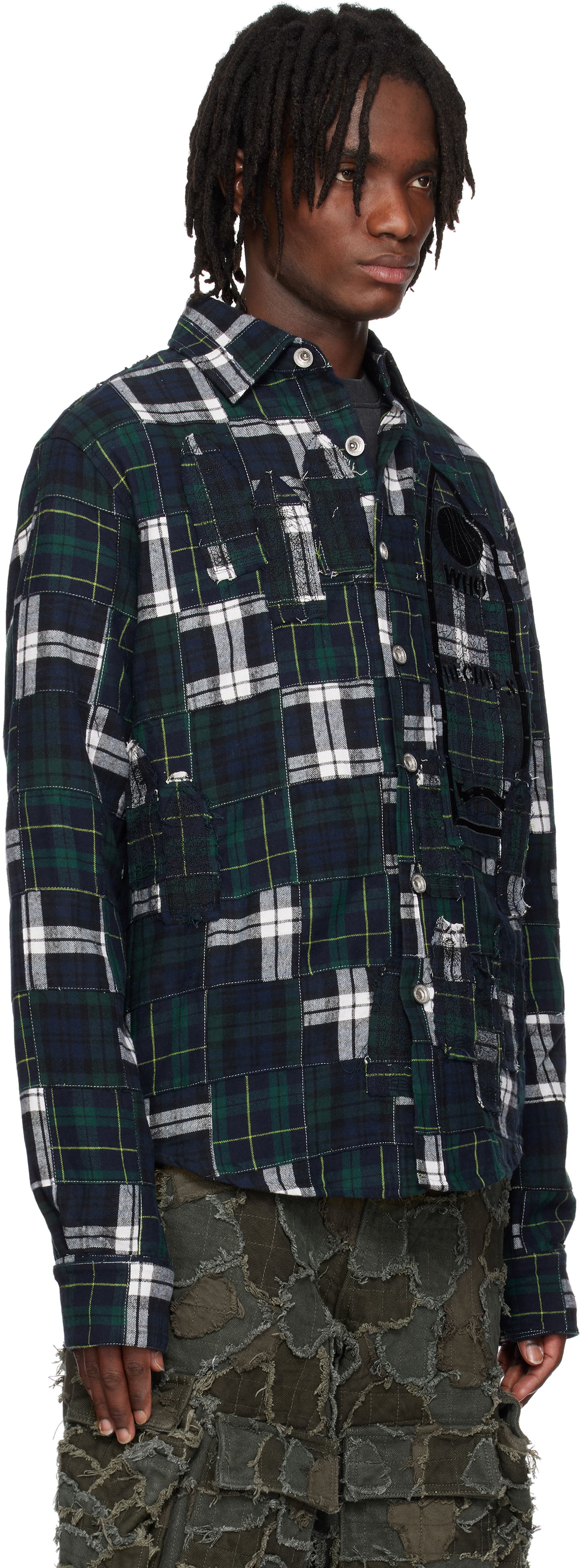 Skjorte Who Decides War Who Decides War Patched Arch Flannel Shirt Mørkeblå | 1110450030SS25, 1