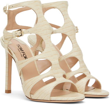Tilbehør Tom Ford TOM FORD Lizard Paradis Heeled Sandals Beige | W3613-LCL381P, 3