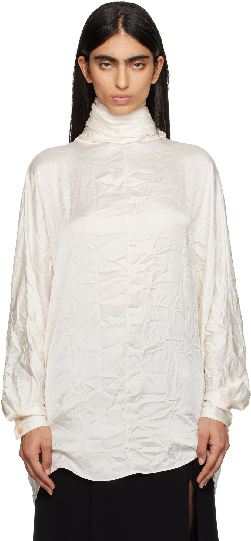 Skjorte Khaite Textured Turtleneck Top Hvid | 23564116