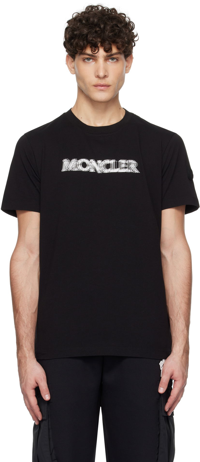 T-shirt Moncler Short Sleeve T-Shirt with Logo Print Sort | K10918C0000589A17