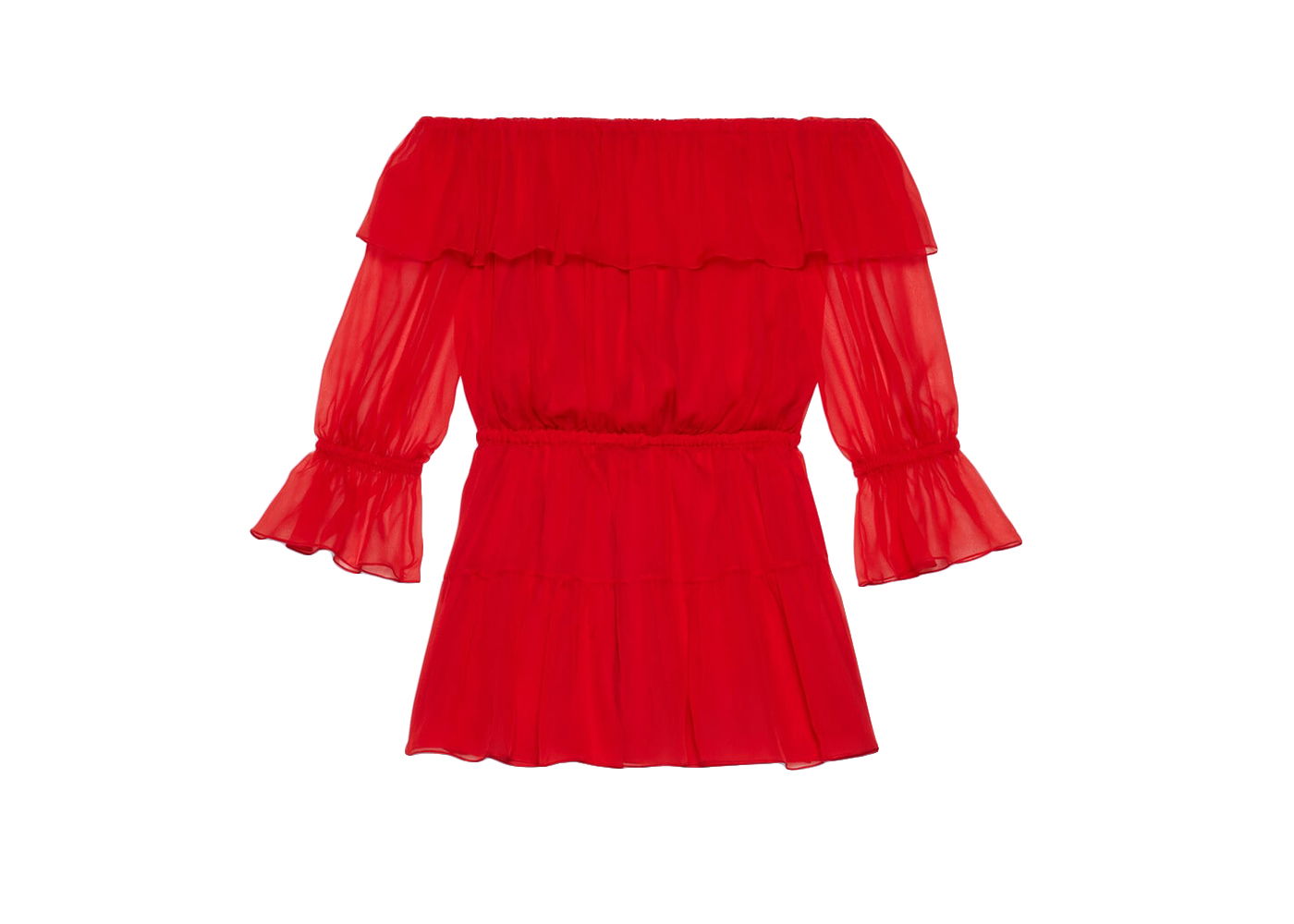 Kjole Gucci Silk Chiffon Dress Rød | 730915 ZHS57 6490, 0