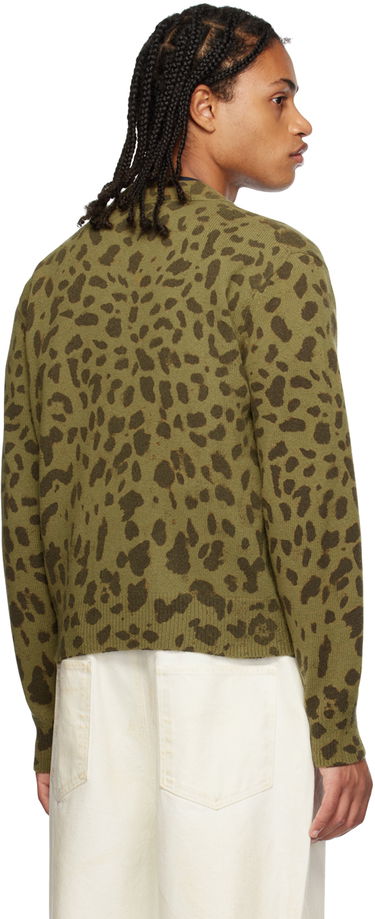 Sweater We11done We11done Leopard Print Cardigan Grøn | WD-KC3-23-622-U-KK, 2