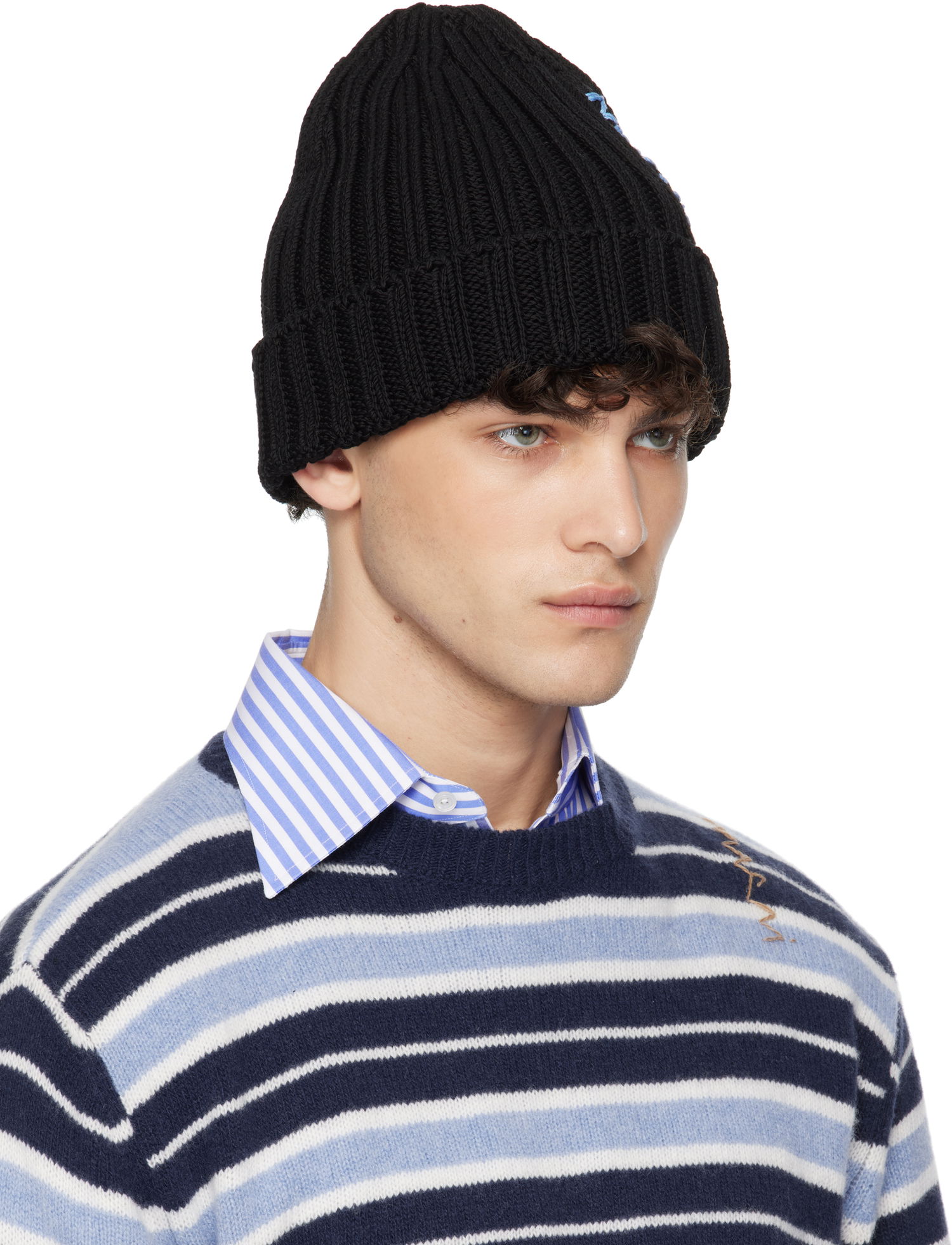 Beanie Marni Marni Cotton Knit Beanie Sort | CLZC0158A0 UFC850, 1