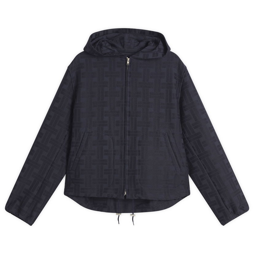 Vindjakke KENZO Kenzo Weave Hooded Shirt, Size Large Mørkeblå | FF55CH5329JX-79