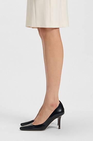Sneakers og sko BOSS Polished Leather Pointed-Toe Pumps Sort | 50548509, 1
