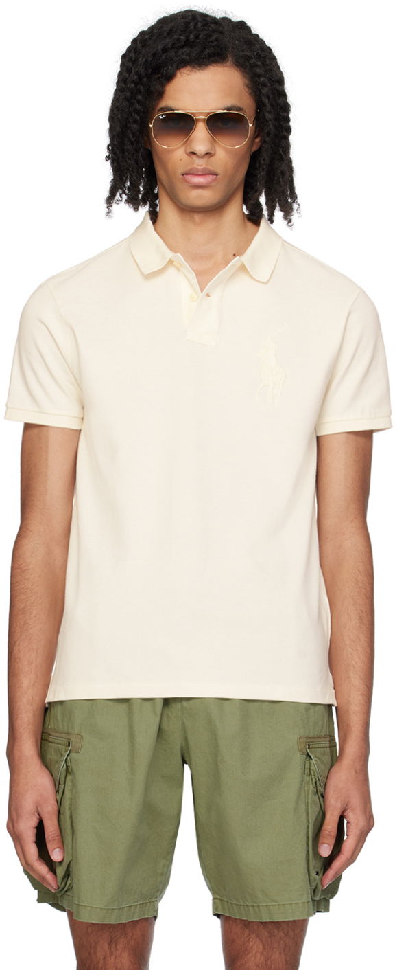 Polo skjorte Polo by Ralph Lauren Off-White Big Pony Polo Hvid | 710938137004