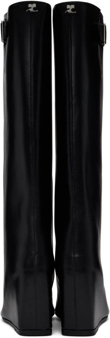 Sneakers og sko Courrèges Astro Wedged Leather Tall Boots Sort | 324SBT035CR0017, 1