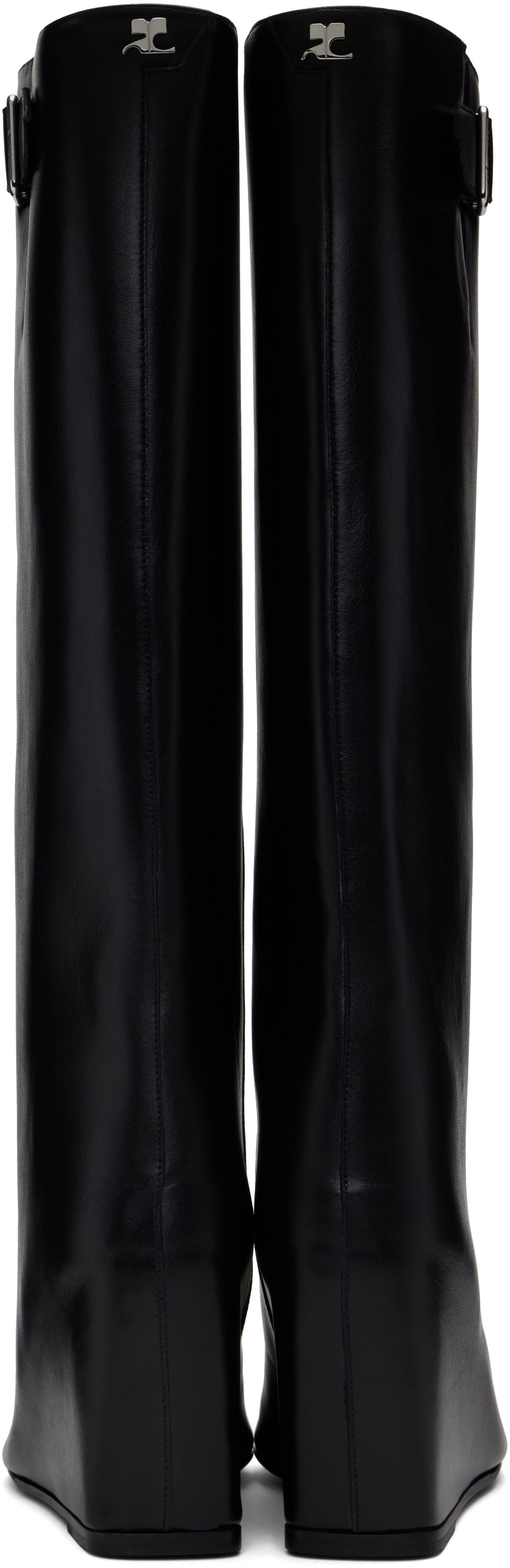 Sneakers og sko Courrèges Astro Wedged Leather Tall Boots Sort | 324SBT035CR0017, 1