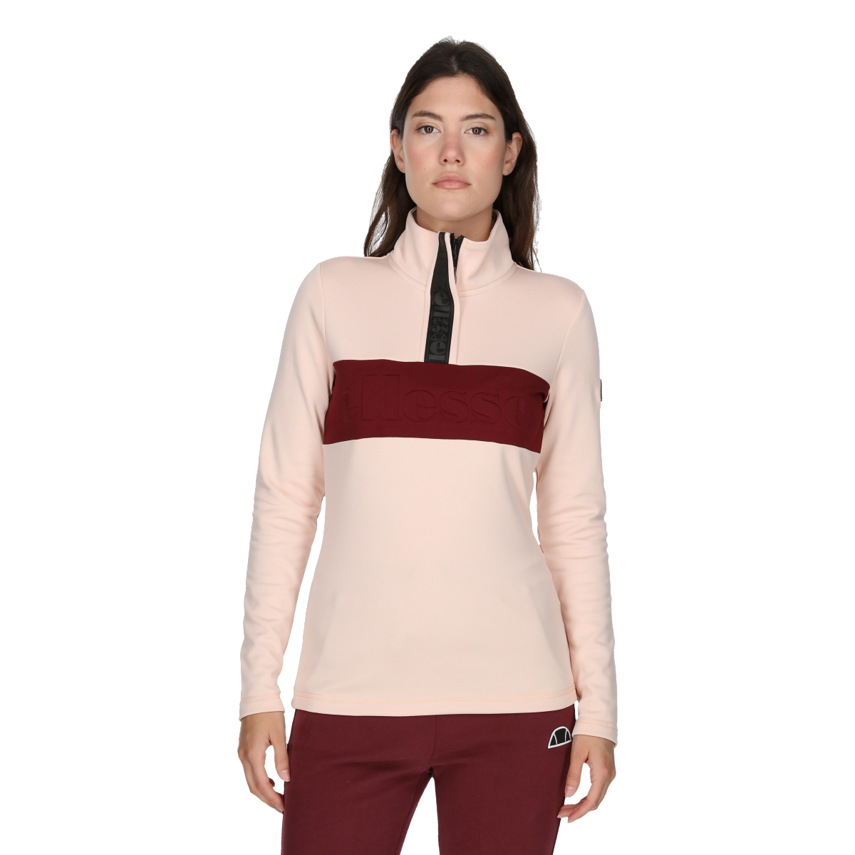 Sweatshirt Ellesse Mock Neck Half-Zip Fleece Pullover with Chest Stripe Lyserød | ELA233F612-82, 0