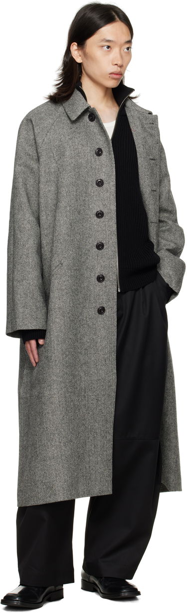 Frakker sage NATION SAGE NATION Takeshi Herringbone Coat Grå | S028 TAKESHI COAT WOOL BLACK A, 3