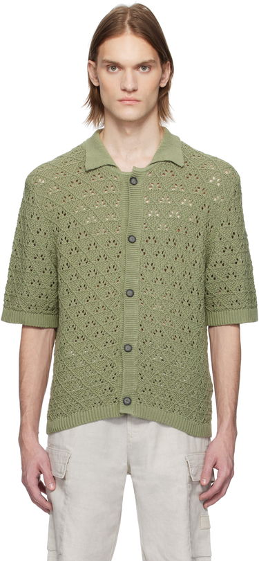 Sweater BOSS HUGO Knitted Cotton Polo Grøn | 50536666, 0