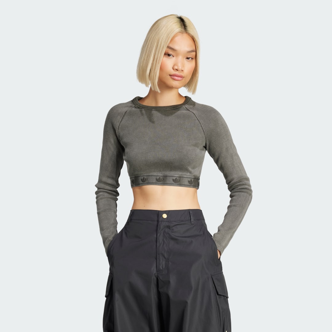 Crop top adidas Performance Long Sleeve Crop Top Grøn | JD0014, 0