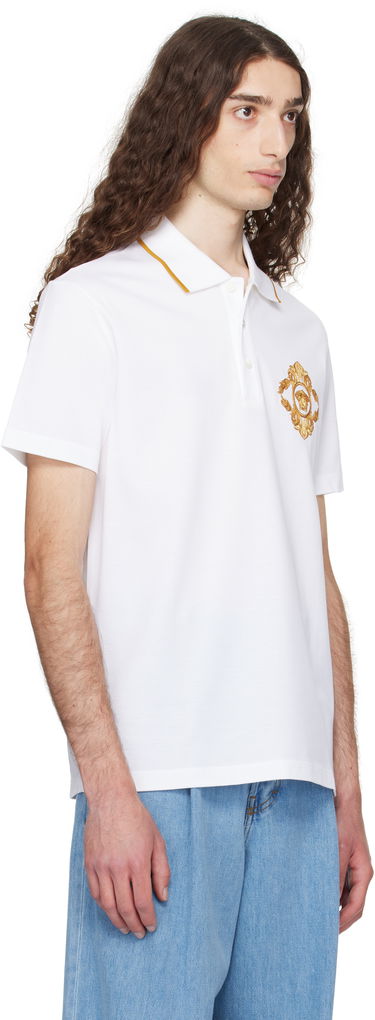 Polo skjorte Versace Versace Embroidered Architectural Baroque Polo Hvid | 1013906_1A14973, 1