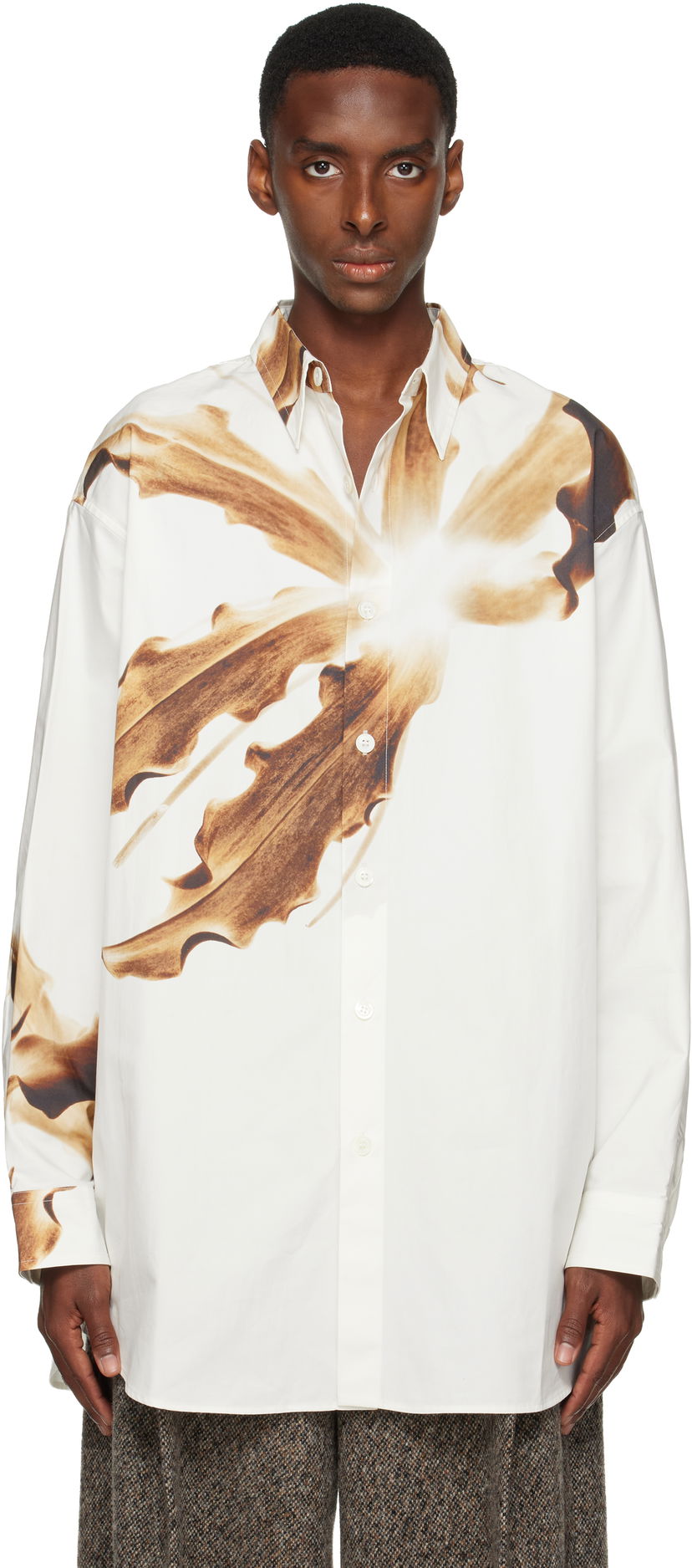 Skjorte Dries Van Noten Dries Van Noten Flame Lily Print Shirt Hvid | 252-020711-2029