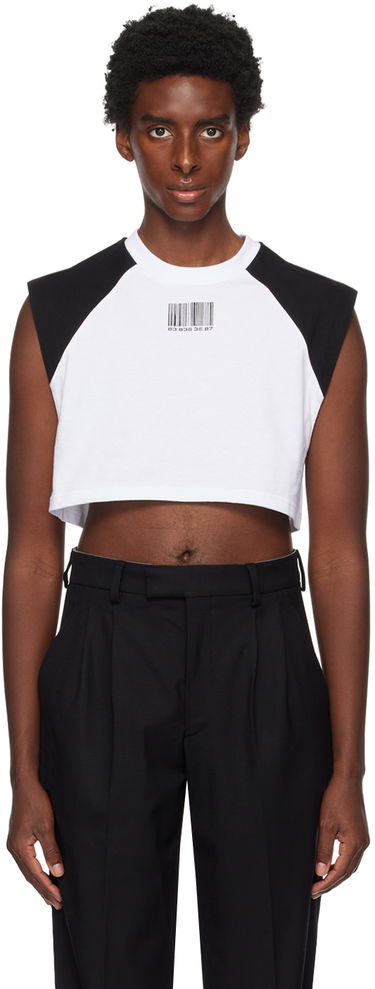 Crop top VETEMENTS VTMNTS Colorblock Cropped Sleeveless T-Shirt Hvid | VL16TR640B, 0