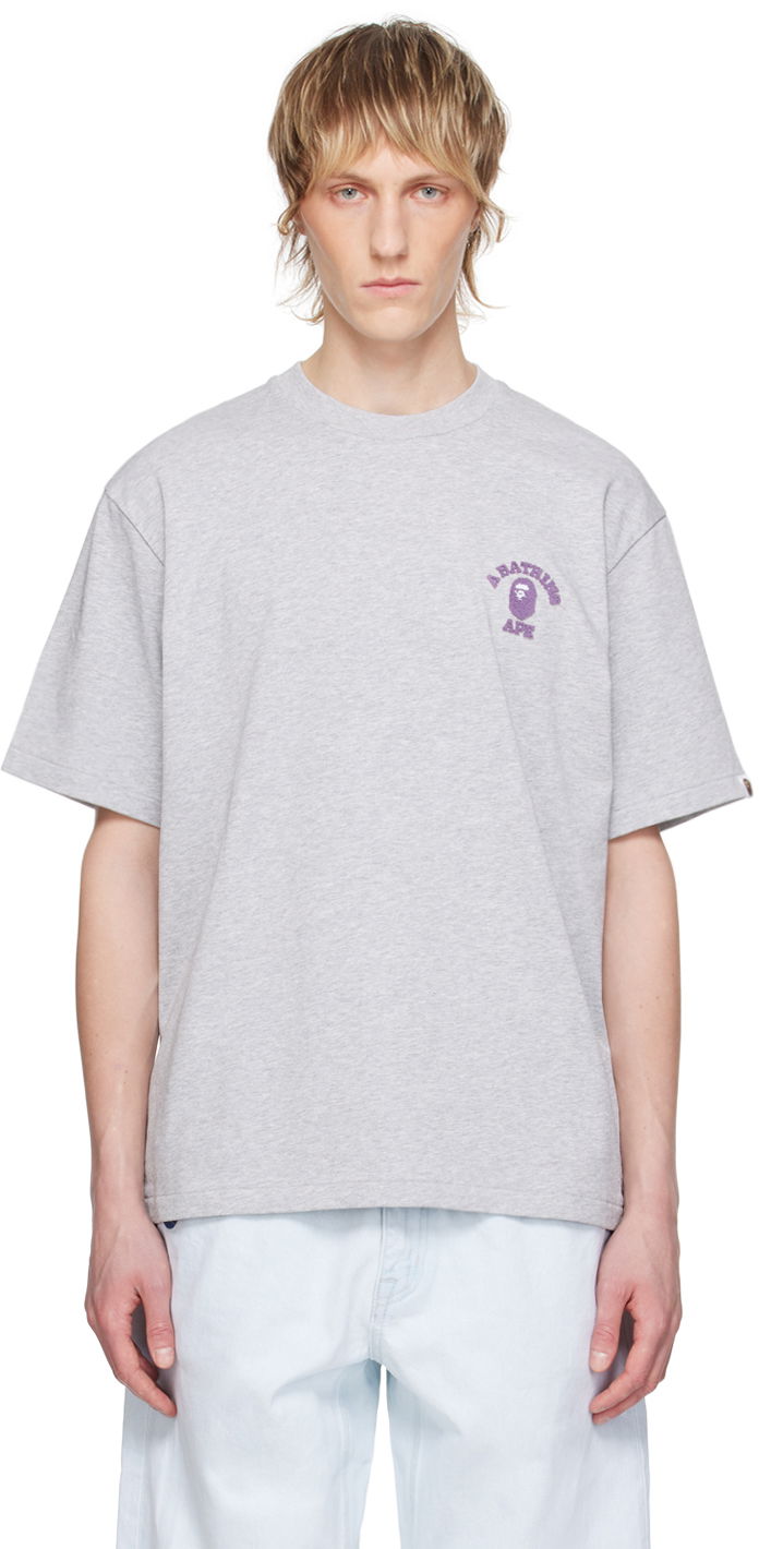 T-shirt BAPE BAPE Gray College One Point T-Shirt Grå | 001TEK301302M