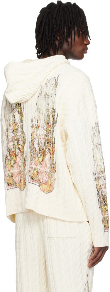 Sweater Who Decides War Who Decides War Flame Glass Cable Knit Hoodie Hvid | 1110200019SS25, 2