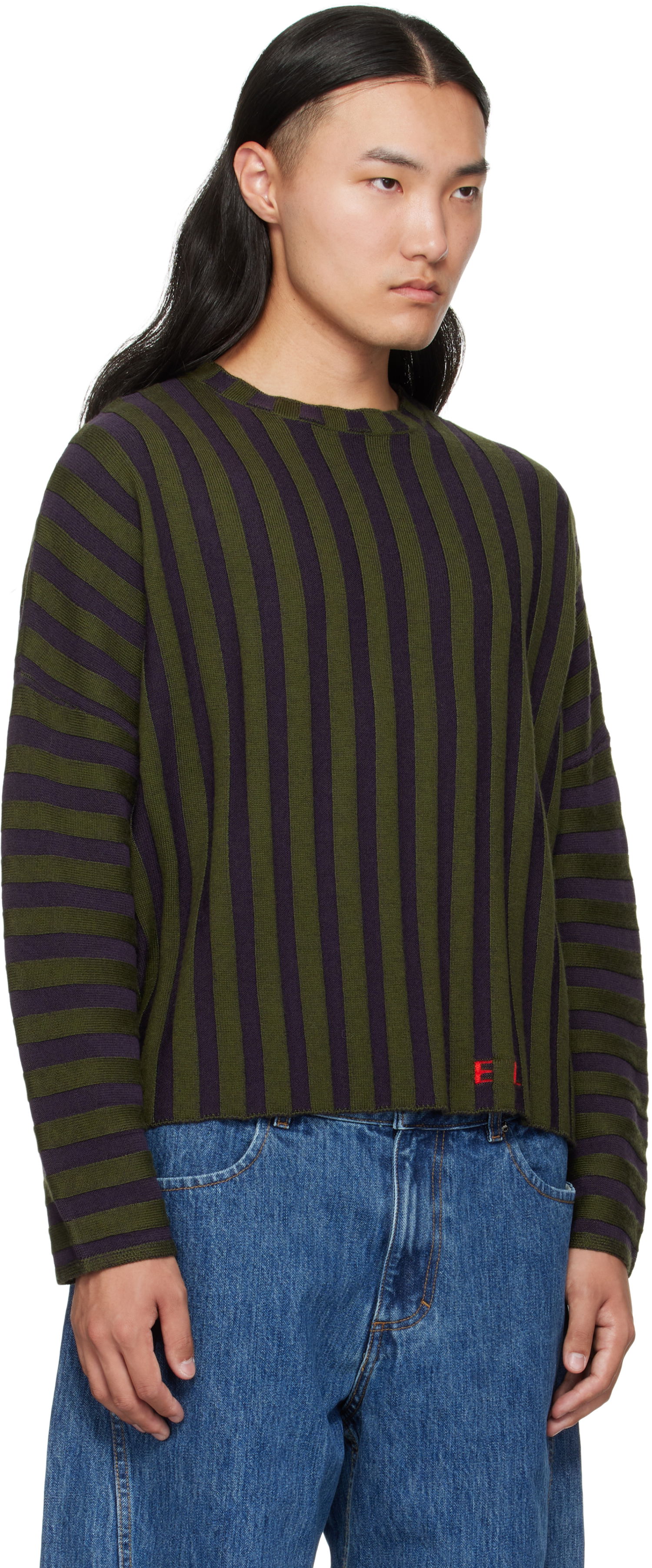 Sweater Eckhaus Latta Eckhaus Latta Striped Cropped Sweater Lilla | 8026-EL-PF25-M, 1