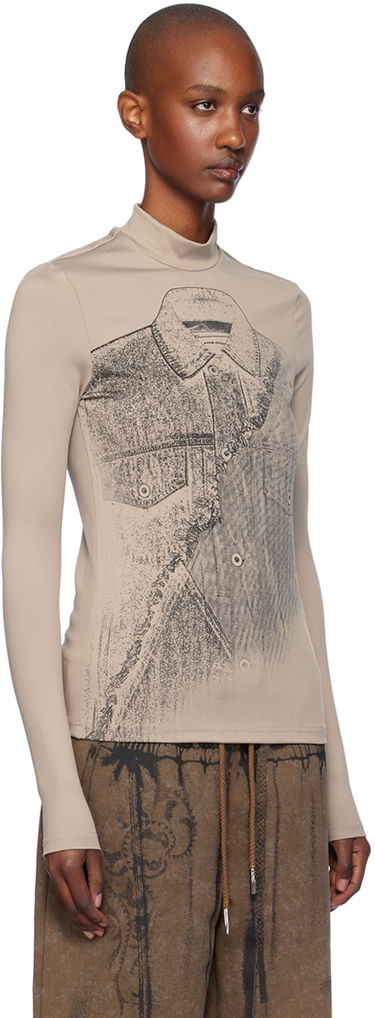 T-shirt Feng Chen Wang Feng Chen Wang Deconstruction Print Jersey T-Shirt Beige | FUF18LS04, 3