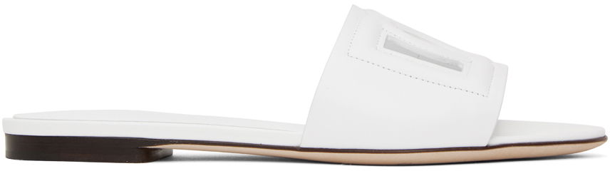 Sneakers og sko Dolce & Gabbana White 'DG' Cutout Slides Hvid | CQ0436 AY329, 0
