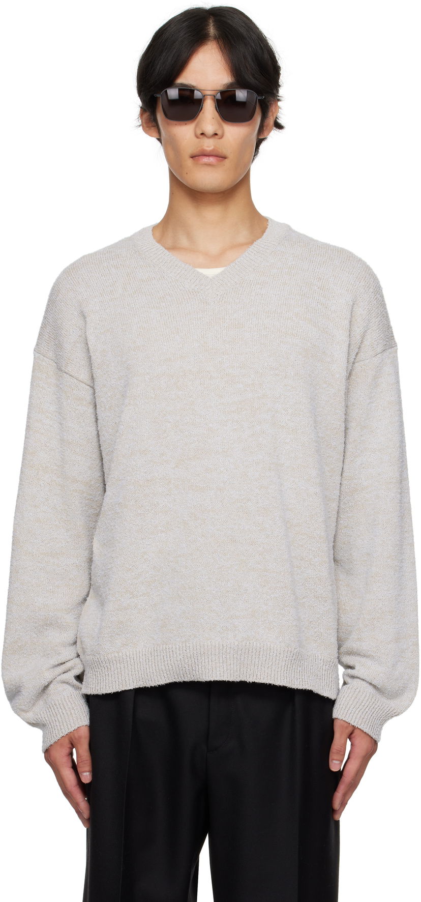 Sweater Maison Margiela Maison Margiela V-Neck Sweater Grå | S50HN0019 M13152