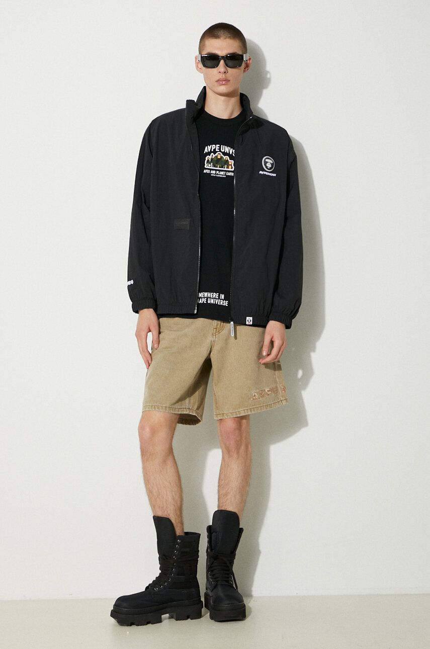 Vindjakke AAPE by A Bathing Ape AAPE Oversize Track Jacket AAPLJM7640XXM Sort | AAPLJM7640XXM, 1