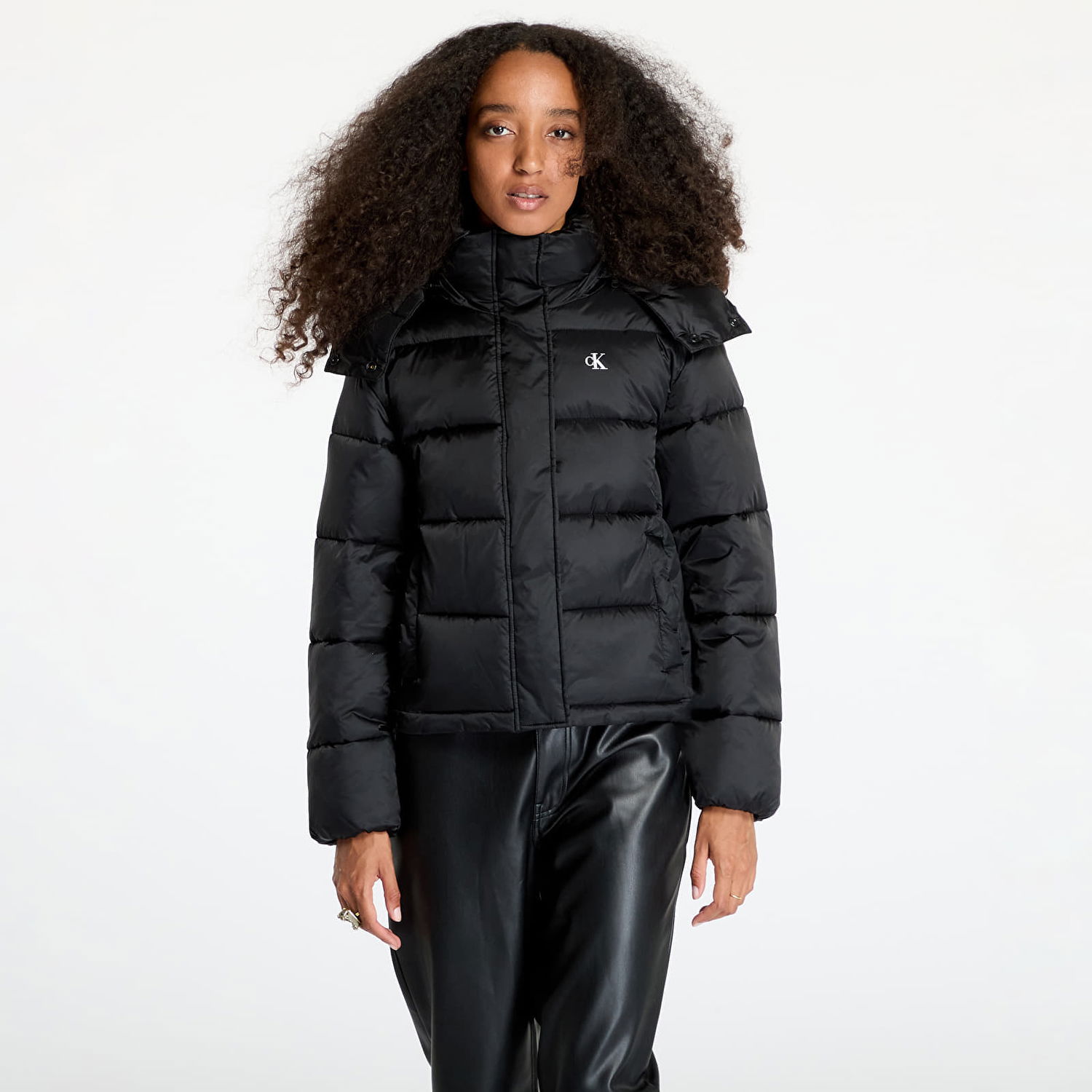 Puffer jakke CALVIN KLEIN Shiny Monologo Jacket Sort | J20J224616 BEH, 0