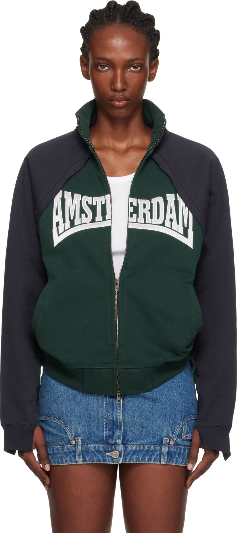 Sweatshirt VETEMENTS Vetements 'Amsterdam' Patched Zip-Up Sweatshirt Grøn | UH76ZU760EN