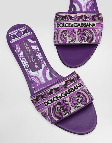 Tilbehør Dolce & Gabbana Dolce & Gabbana Embroidered Slides Lilla | CQ0571AV804I03TN, 3