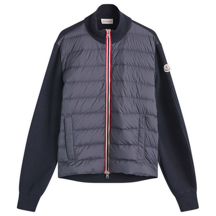 Puffer jakke Moncler Cotton Yarn Hybrid Jacket With Knit Sleeves Blå | 9B000-06-M1367-779
